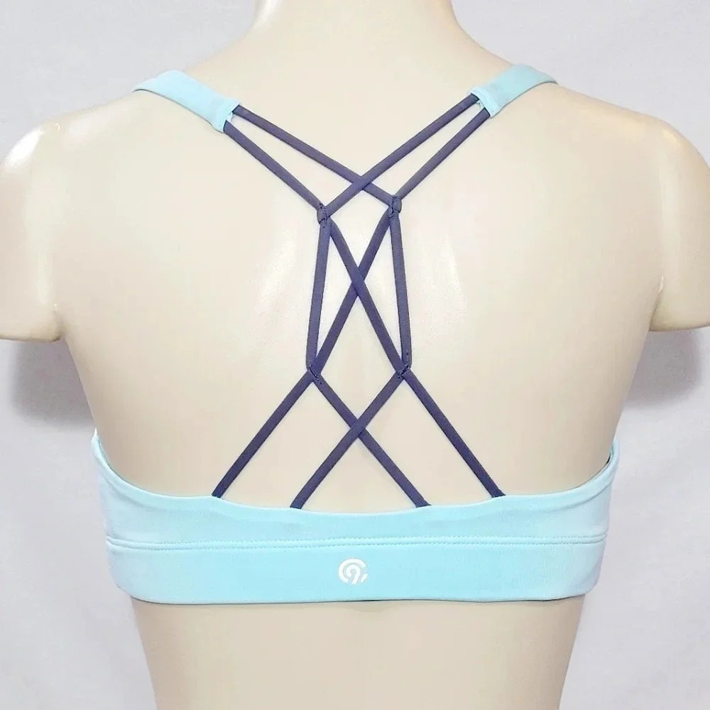 XS Champion N9684 Strappy Cami Wire Free Sports Bra Aqua Blue New with Tags